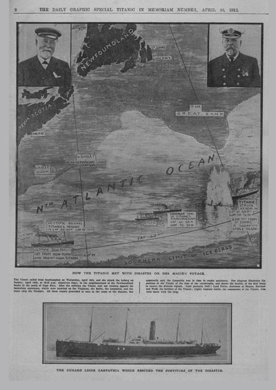 Jak Titanic spotkał się z katastrofą… i liniowiec The Cunard Carpathia…, 20 kwietnia 1912. autorstwa Unbekannt