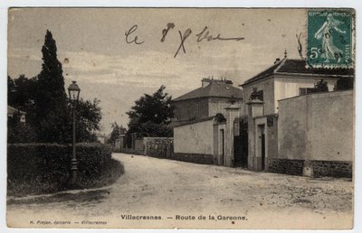 Ile de France, Val de Marne (94), Villecresnes: Droga Garenne - Pocztówka z 1909 autorstwa Unbekannt