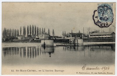 Ile de France, Val de Marne, Creteil: widok starej tamy na Marnie - pocztówka z 1904 autorstwa Unbekannt