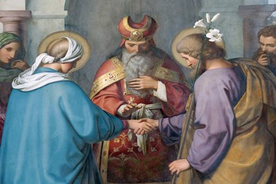 Cesarska katedra w Spirze. Obrazy Schraudolpha. Józefa i Maryję. Ślub, Speyer, Niemcy autorstwa Unbekannt