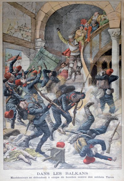 Na Bałkanach: Macedończycy bronią się bombami przeciwko żołnierzom tureckim, 1903 autorstwa Unbekannt