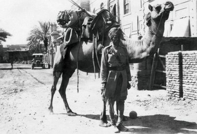 Indyjski żołnierz na wielbłądach, Bagdad, 1918 autorstwa Unbekannt