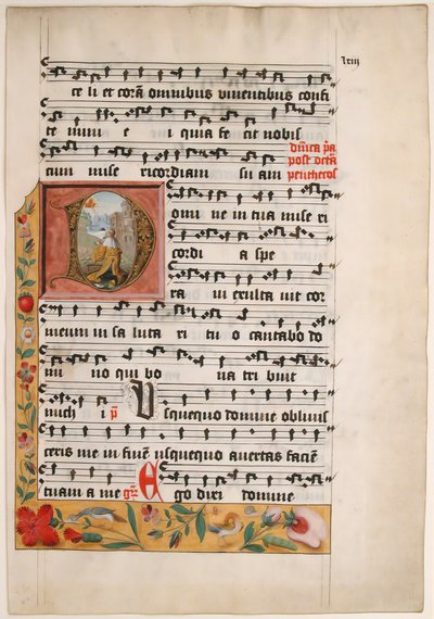 Inicjał D z królem Dawidem, z graduału cysterskiego, ca. 1524. autorstwa Unbekannt