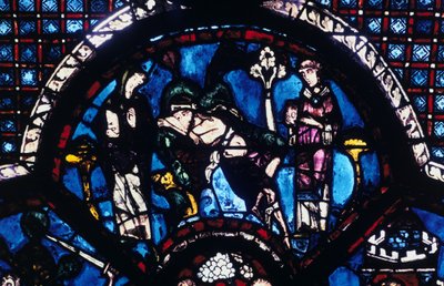 Ranny pielgrzym zignorowany przez księdza i lewity, witraż, katedra w Chartres, Francja, 1205-1215 autorstwa Unbekannt