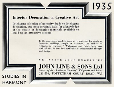 Dekoracja wnętrz to sztuka twórcza — John Line & Sons Ltd, 1935 autorstwa Unbekannt