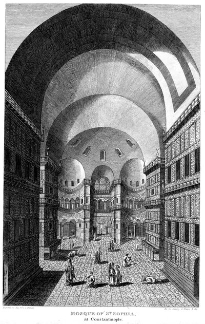 Wnętrze Hagia Sophia, Konstantynopol, Rycina, 1815 autorstwa Unbekannt