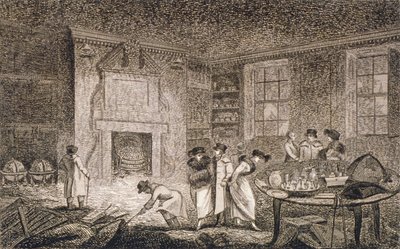 Widok wnętrza lokalu Nathaniela Bentleya, Leadenhall Street, City of London, 1804 autorstwa Unbekannt