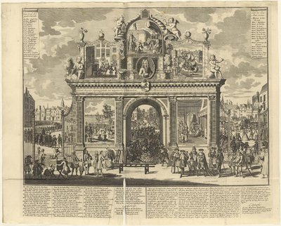 Plany inwestycyjne: Łuk pamięci wzniesiony na miejscu pochówku zrujnowanych udziałowców, 1720 r. autorstwa Unbekannt