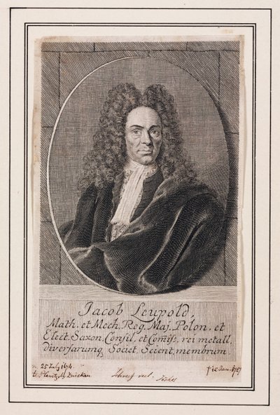 Jacob Leupold, niemiecki fizyk i inżynier mechanik, ok. 1700 autorstwa Unbekannt