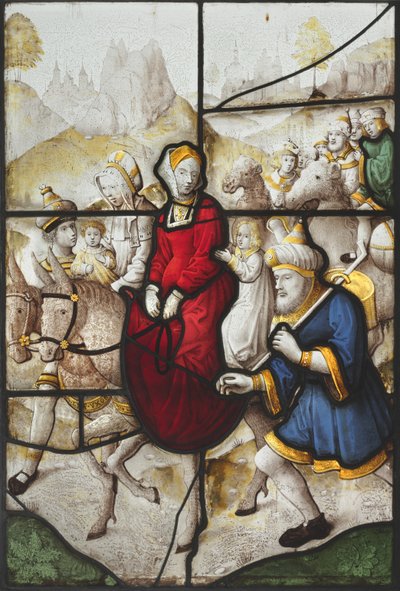 Jakub wraca do Kanaanu z Rachael i Leą ścigani przez Labana, 1525. autorstwa Unbekannt