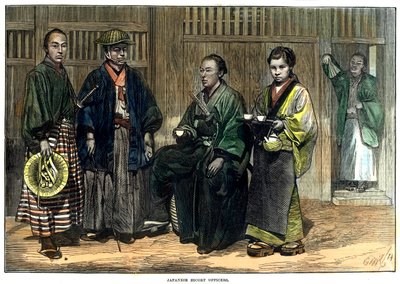 Japońscy oficerowie eskortujący, 1874 autorstwa Unbekannt