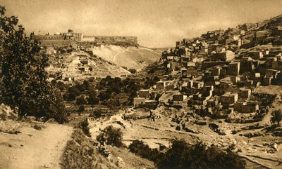Jerozolima - Dolina Cedronu, Siloam i Mur Miejski, c1918-c1939. autorstwa Unbekannt