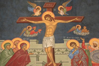 Ukrzyżowanie Jezusa. Cerkiew Saint-Antoine-le-Grand Saint-Laurent-en-Royans Francja autorstwa Unbekannt