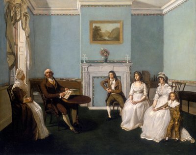 „John Middleton z rodziną w swoim salonie”, c1796 autorstwa Unbekannt