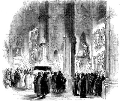 Pogrzeb Josepha Addisona z pochodniami w Opactwie Westminsterskim, 1719 c1850 autorstwa Unbekannt