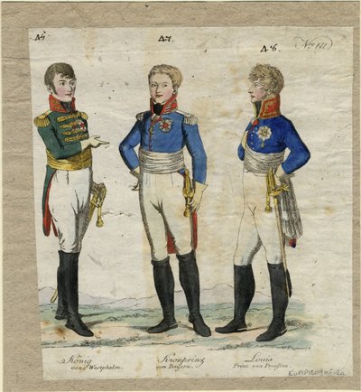 Jérôme Bonaparte, król Westfalii, książę Ludwik Ferdynand Pruski i Ludwik I Bawarski, ca. autorstwa Unbekannt