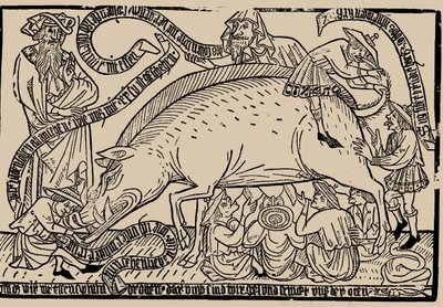 Żydzi z Judensau sieją, ok. 1470 r. autorstwa Unbekannt