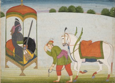 Awatar Kalki, przyszłe wcielenie Wisznu: Strona z rozproszonego rękopisu, ca. 1760-70. autorstwa Unbekannt
