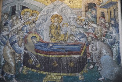 Kariye Camii (kościół św Sauveur in Chora) fresk : Zaśnięcie (śmierć Maryi), Stambuł, Turquie autorstwa Unbekannt