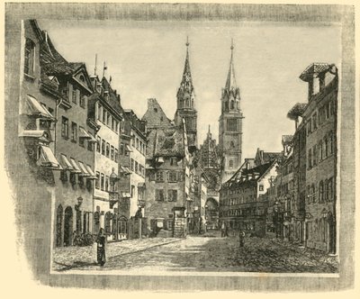 Karolinen-Strasse i kościół św. Wawrzyńca, Norymberga, 1890. autorstwa Unbekannt