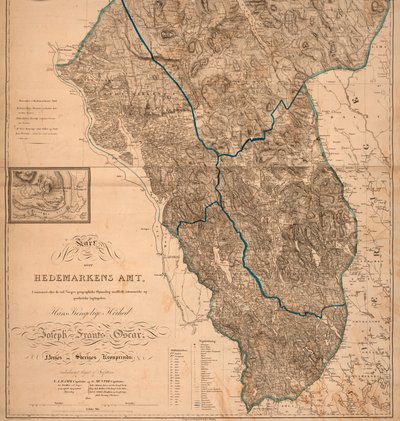 Mapa hrabstwa Hedmark (w tym Skreya i Helg-Öen) autorstwa Unbekannt