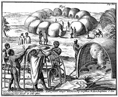 Chaty i kraal Khoikhoi, Republika Południowej Afryki, 1931 autorstwa Unbekannt