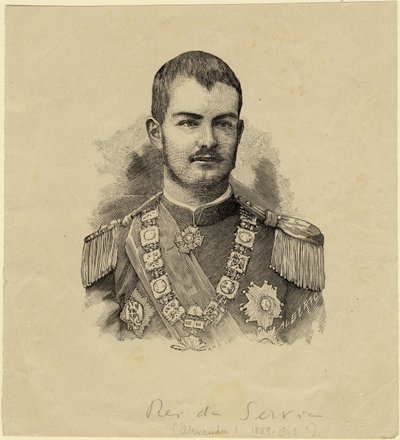 Król Aleksandar Serbii 1876-1903, c. 1889 autorstwa Unbekannt