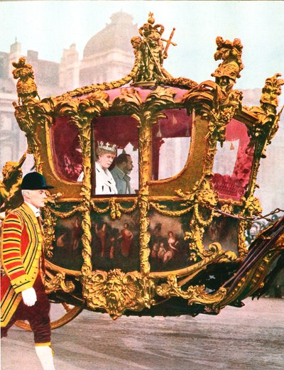 Król Jerzy V i Królowa Mary w historycznej karetce stanowej, ok. 1935 r. autorstwa Unbekannt