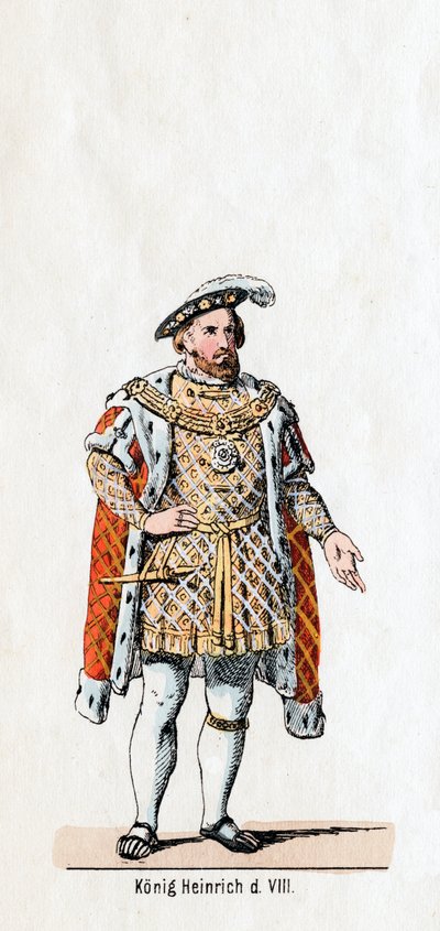 Król Anglii Henryk VIII, projekt kostiumu do sztuki Szekspira, Henryk VIII, XIX w. autorstwa Unbekannt