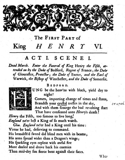 Król Henryk VI. Akt 1. Scena 1, c1723, 1946 autorstwa Unbekannt