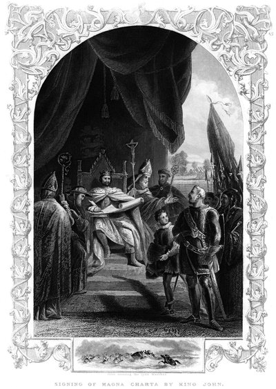 Król Jan 1167-1216 podpisujący Magna Carta w Runnymede, 1215 autorstwa Unbekannt