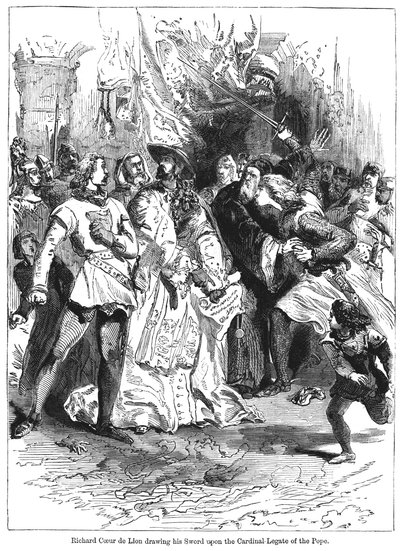 Król Ryszard I 1157-1199 wyciągający miecz na kardynała legata papieża autorstwa Unbekannt