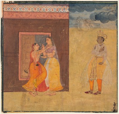 Krishna Abhisarika Nayika, z rękopisu Rasikapriya, c. 1615-25. autorstwa Unbekannt