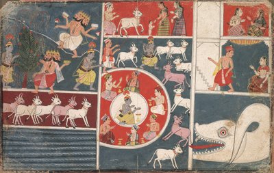 Kryszna grający na flecie i inne epizody z Bhagavata Purany, 1650. autorstwa Unbekannt