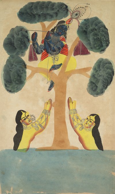 Kryszna kradnie ubrania kowbojek Gopi, 1800 rok. autorstwa Unbekannt