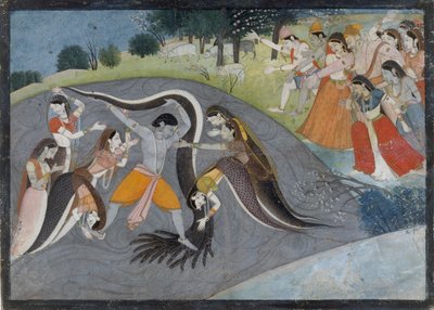 Krishna Subadung Kalia, Wężowy Demon: Folio z serii Bhagavata Purana, ca. 1785. autorstwa Unbekannt