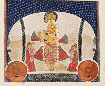 Krishna jako Shrinathji grający na flecie, początek XX wieku autorstwa Unbekannt