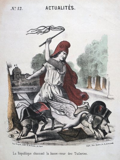 Republika w pogoni za Sądem Niższym w Tuilleries, rysunek alegoryczny, 1870-1871 autorstwa Unbekannt
