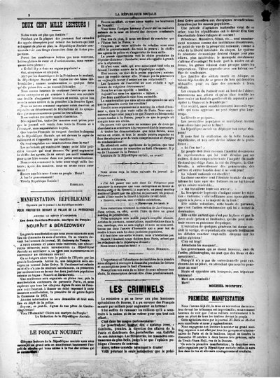Gazeta La Republique Sociale z 13 października 1881 r. autorstwa Unbekannt