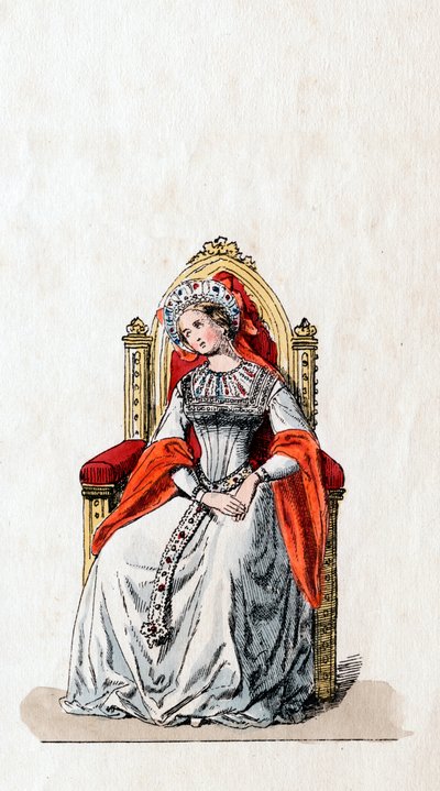 Dama dworu, projekt kostiumu do sztuki Szekspira Henryk VIII, XIX w. autorstwa Unbekannt