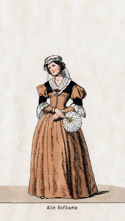Dama dworu, projekt kostiumu do sztuki Szekspira Henryk VIII, XIX w. autorstwa Unbekannt