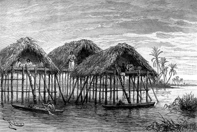 Mieszkania nad jeziorem Santa Rosa, niedaleko Maracaibo, Wenezuela, 1895 autorstwa Unbekannt