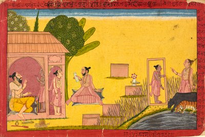 Lakszmana w pustelni, folio z Ramajany, ca. 1690-1710. autorstwa Unbekannt