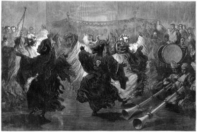 Taniec Lamy w Jummoo, wykonywany przed księciem Walii, 1876 autorstwa Unbekannt