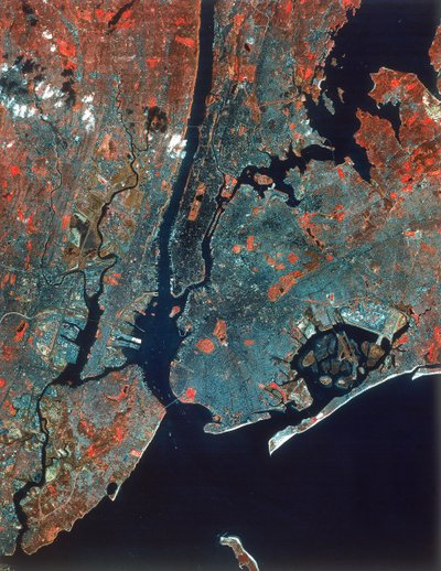 Obraz z satelity przedstawiający Manhattan, Nowy Jork, USA, lata 80. autorstwa Unbekannt