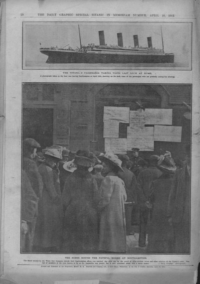 Last Look at Home i The Fateful Board w Southampton, 20 kwietnia 1912. autorstwa Unbekannt