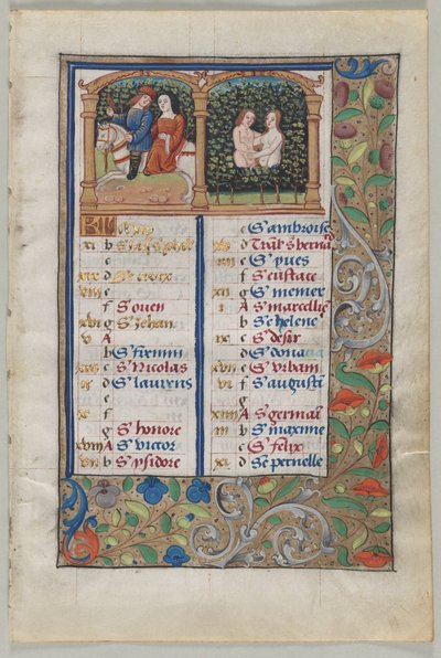 Kartka z Księgi Godzin: Strona kalendarza na majowy recto i Strona kalendarza na czerwiec..., c. 1510. autorstwa Unbekannt