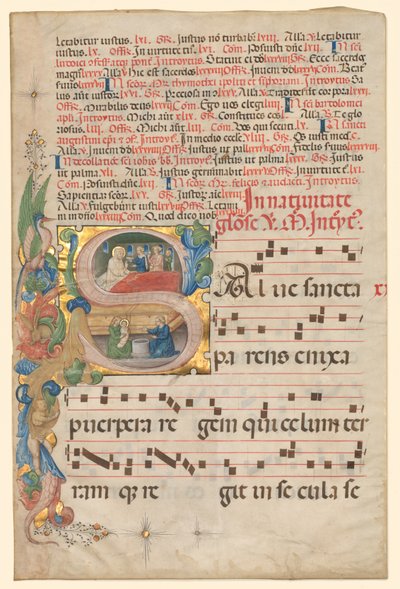 Kartka z Graduału: Historyczny inicjał S[alve Sancta Parens]..., c. 1420-1450. autorstwa Unbekannt