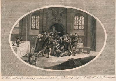 Leofa złodziej dźgający Edmunda I na festiwalu w Pucklekirk, Gloucestershire 946 1793 autorstwa Unbekannt