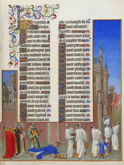 Les Très Riches Heures du Duc de Berry, Folio 72r - Procesja św. Grzegorza autorstwa Unbekannt